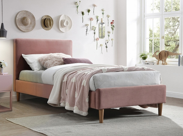  Кровать SIGNAL Acoma Velvet (90*200) античный розовый/дуб