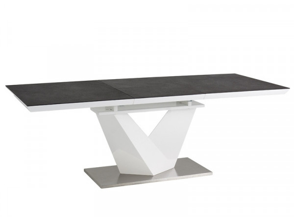  Обеденный стол SIGNAL Alaras II 120 раскладной, черный+белый лак, 120-180/80/75