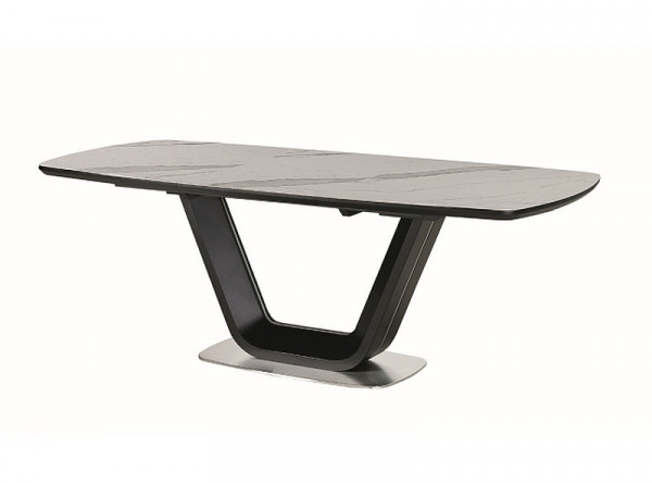  Обеденный стол SIGNAL Armani Ceramic 160 раскладной, черный матовый/матовая сталь, 160-220/90/76