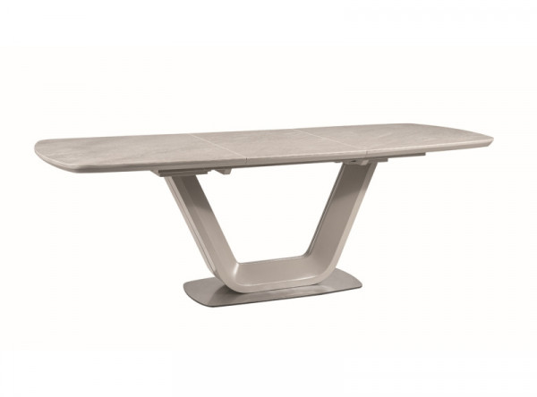  Обеденный стол SIGNAL Armani Ceramic 160 раскладной, серый матовый/матовая сталь, 160-220/90/76