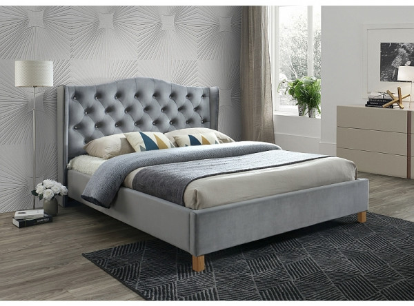  Кровать SIGNAL Aspen Velvet (140*200) серый/дуб
