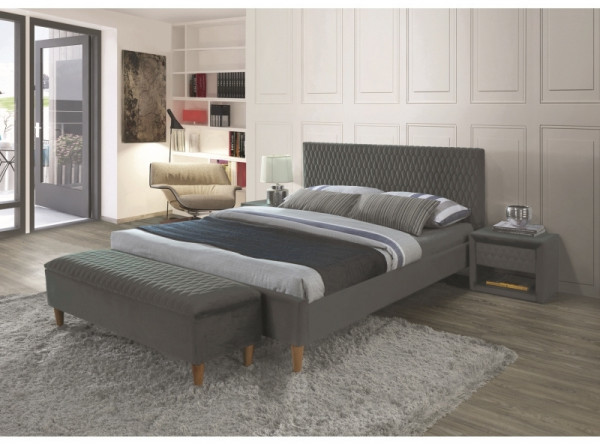  Кровать SIGNAL Azurro Velvet (140*200) серый/дуб