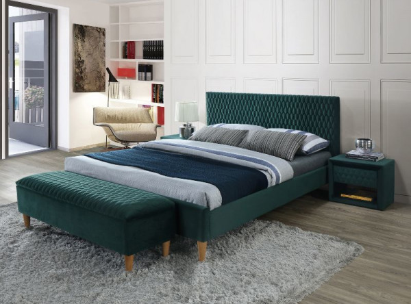  Кровать SIGNAL Azurro Velvet (180*200) зеленый/дуб