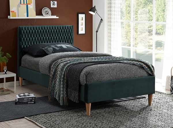  Кровать SIGNAL Azurro Velvet (90*200) зеленый/дуб