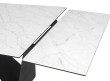  Обеденный стол SIGNAL Cavalli II Ceramic 160 раскладной, белый мрамор/черный матовый, 160-240/90/76