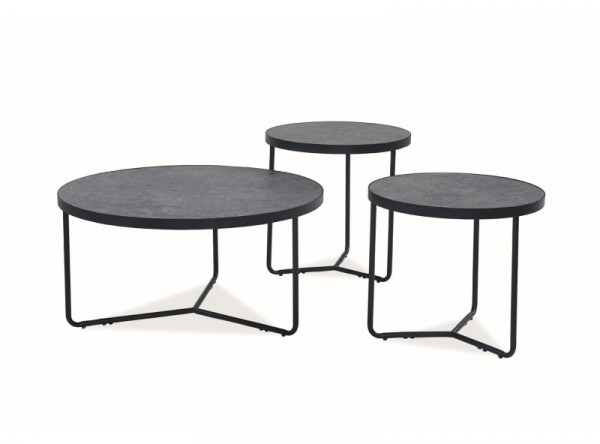  Комплект SIGNAL Demeter (3 журнальных столика) серый, бетон эффект/черный матовый,d80;d50;d50
