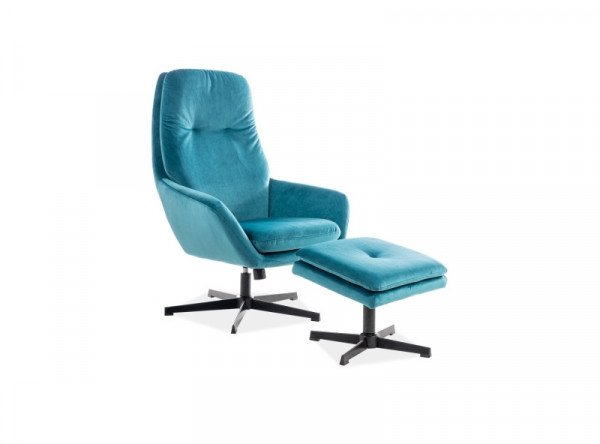  Комплект SIGNAL Ford Velvet (кресло+подставка для ног) бирюзовый/черный
