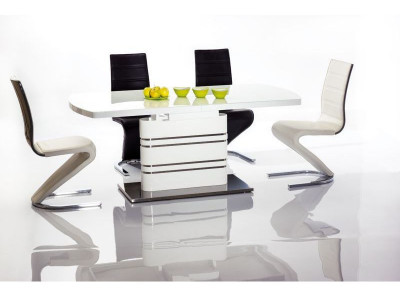 Обеденный стол SIGNAL Gucci раскладной, белый/белый лак, 140-200/85/76
