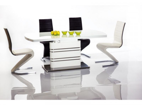  Обеденный стол SIGNAL Gucci раскладной, белый/белый лак, 180-240/90/76