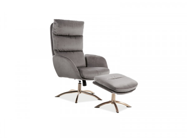  Комплект SIGNAL Monroe Velvet (кресло+подставка для ног) серый/сталь