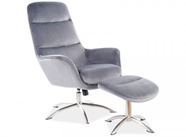  Комплект SIGNAL Nixon Velvet (кресло+подставка для ног) серый/сталь