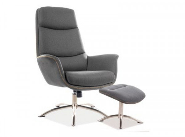  Комплект SIGNAL Regan (кресло+подставка для ног) серый/сталь