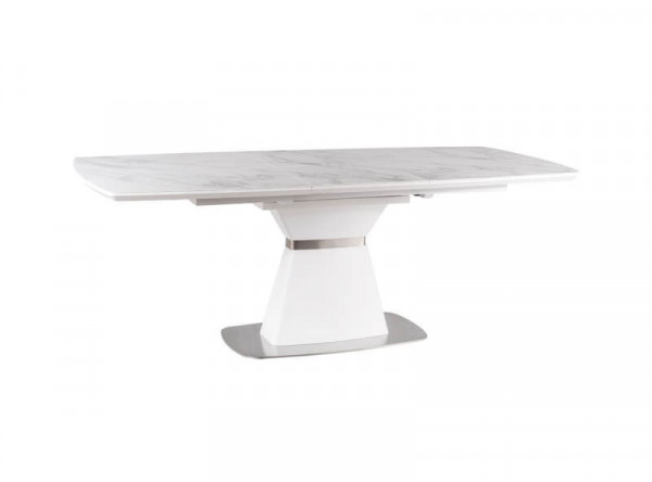  Обеденный стол SIGNAL Saturn II Ceramic 160 раскладной, белый мрамор/белый матовый, 160-210/90/76