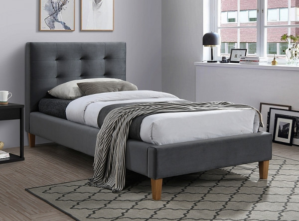  Кровать SIGNAL Texas Velvet (90*200) серый/дуб
