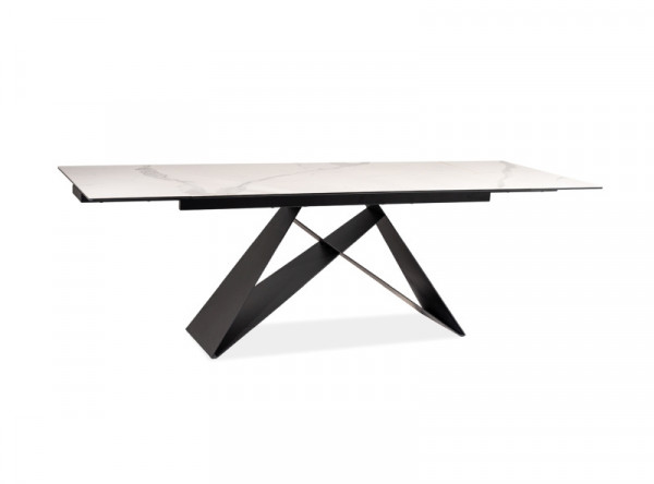  Обеденный стол SIGNAL Westin III Ceramic 160 раскладной, белый/черный матовый, 160-240/90/76
